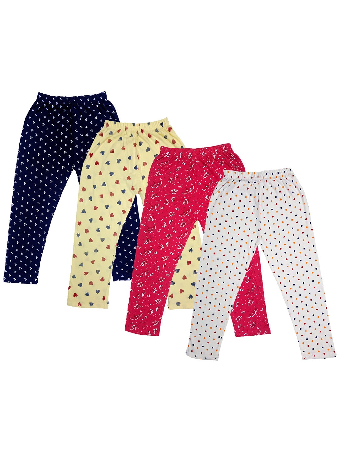 

IndiWeaves Girls Pack Of 4 Printed Pure Cotton Capris, Pink