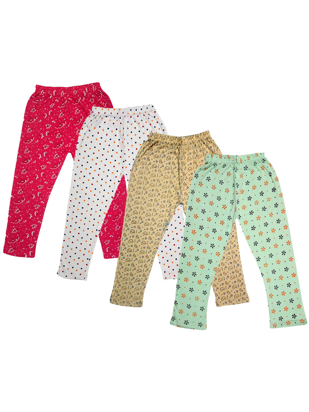 

IndiWeaves Girls Pack Of 4 Printed Pure Cotton Capris, Red