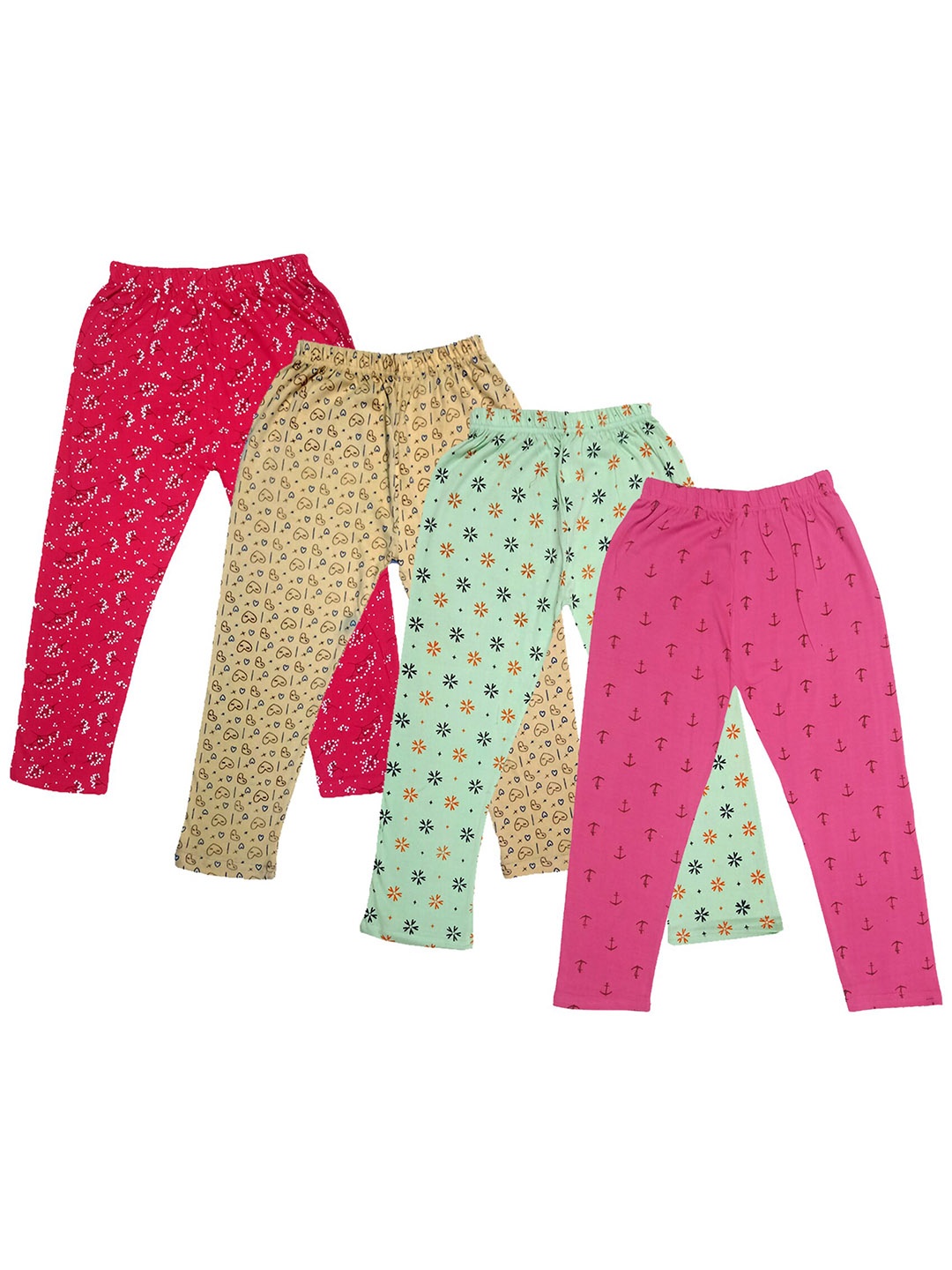 

IndiWeaves Girls Pack Of 4 Printed Cotton Capris, Red