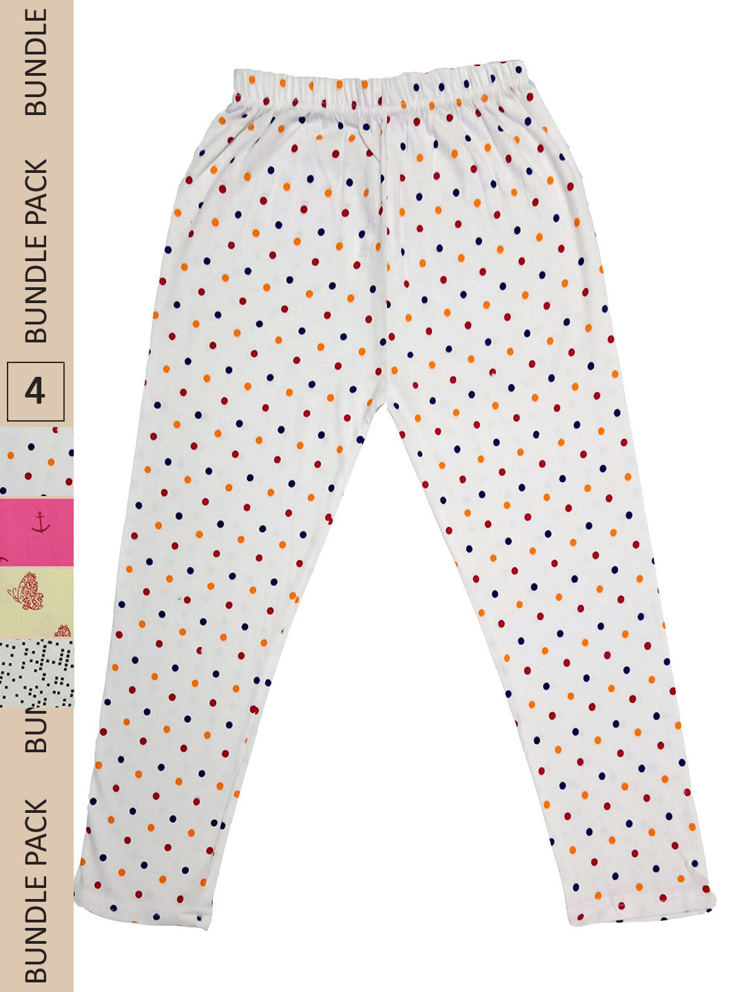 

IndiWeaves Girls Pack Of 4 Printed Pure Cotton Capris, White