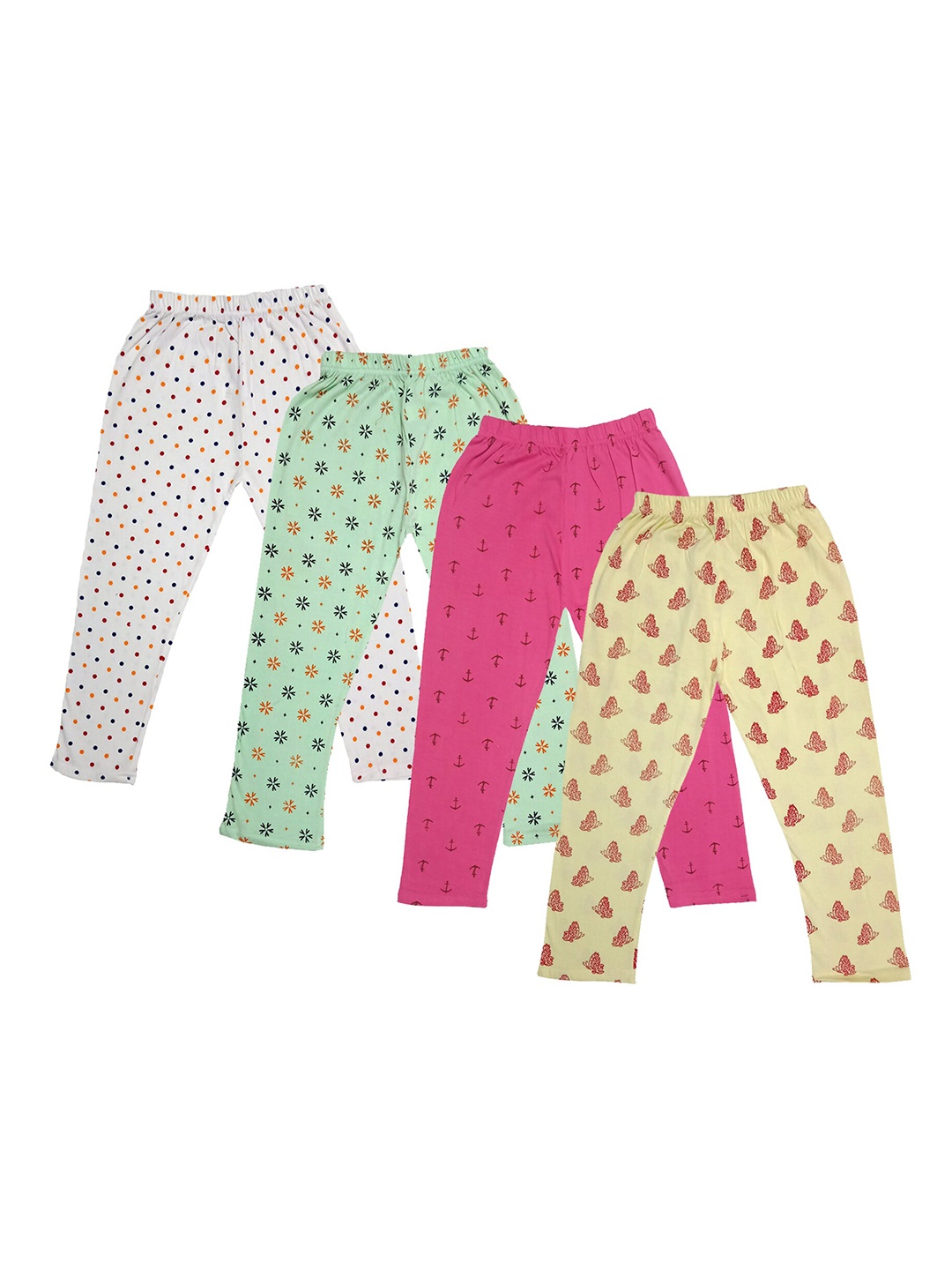 

IndiWeaves Girls Pack Of 4 Printed Cotton Capris, Pink