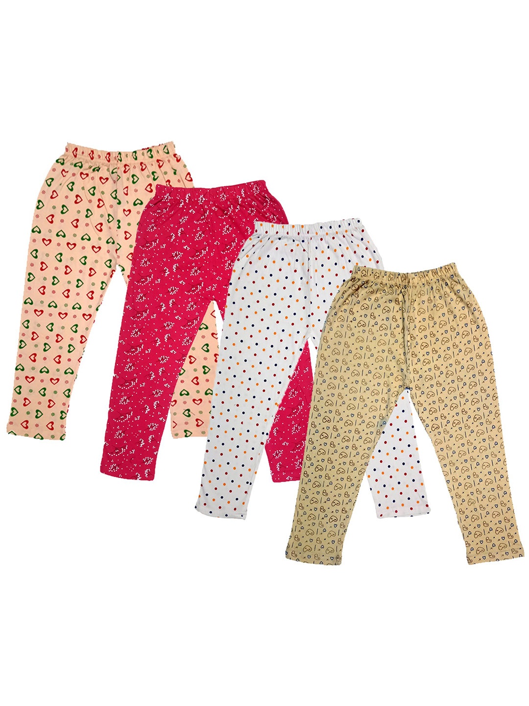 

IndiWeaves Girls Pack Of 4 Printed Pure Cotton Capris, Red