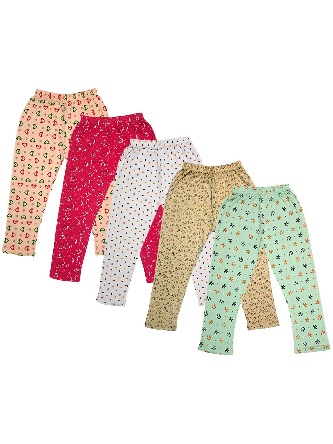 

IndiWeaves Girls Pack Of 5 Printed Cotton Capris, Green