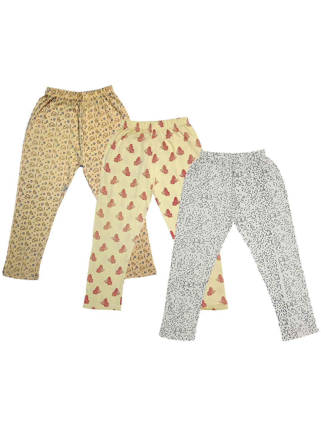 

IndiWeaves Girls Pack Of 3 Conversational Printed Pure Cotton Capris, Yellow