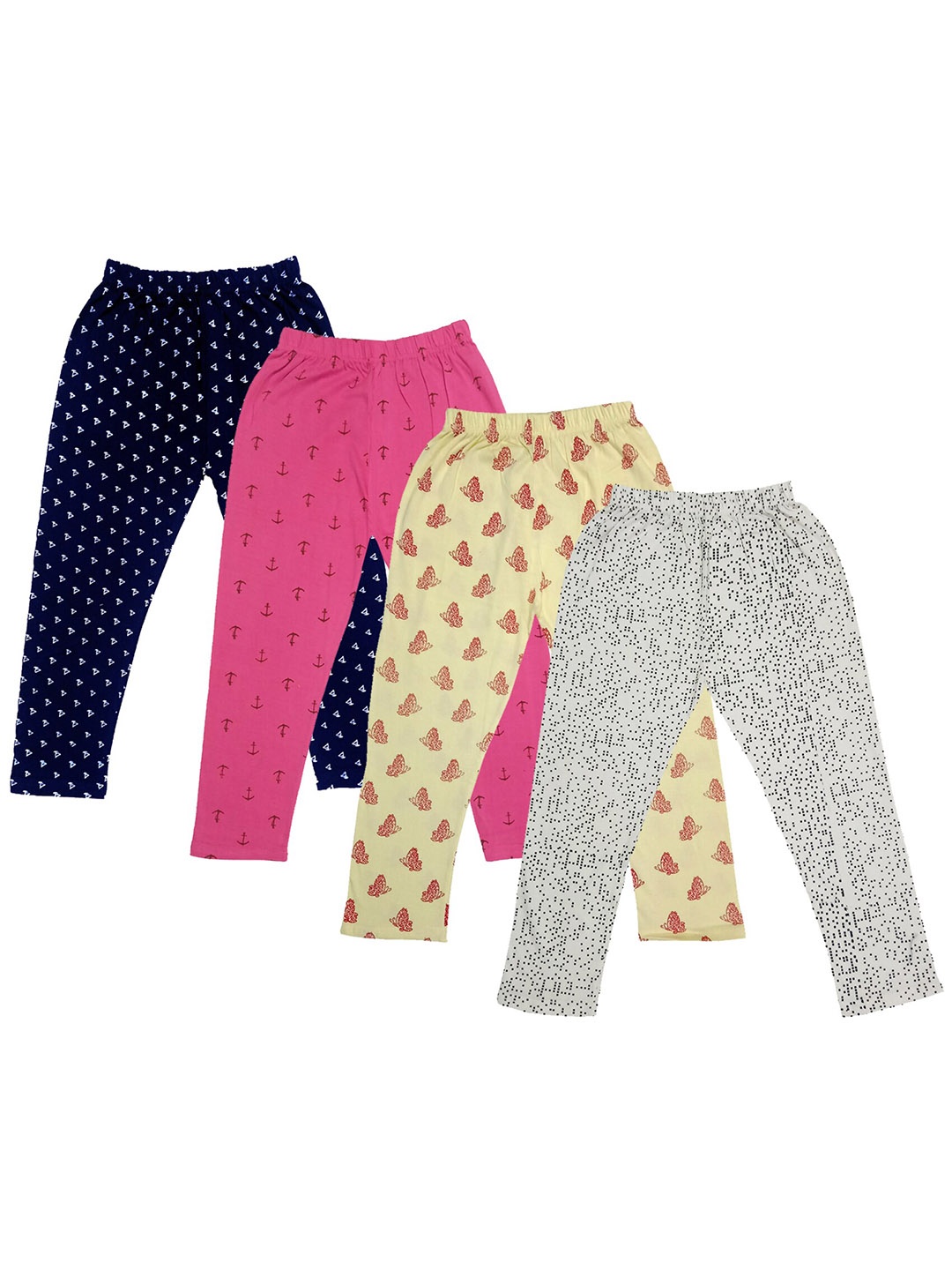 

IndiWeaves Girls Pack Of 4 Conversational Printed Pure Cotton Capris, Navy blue
