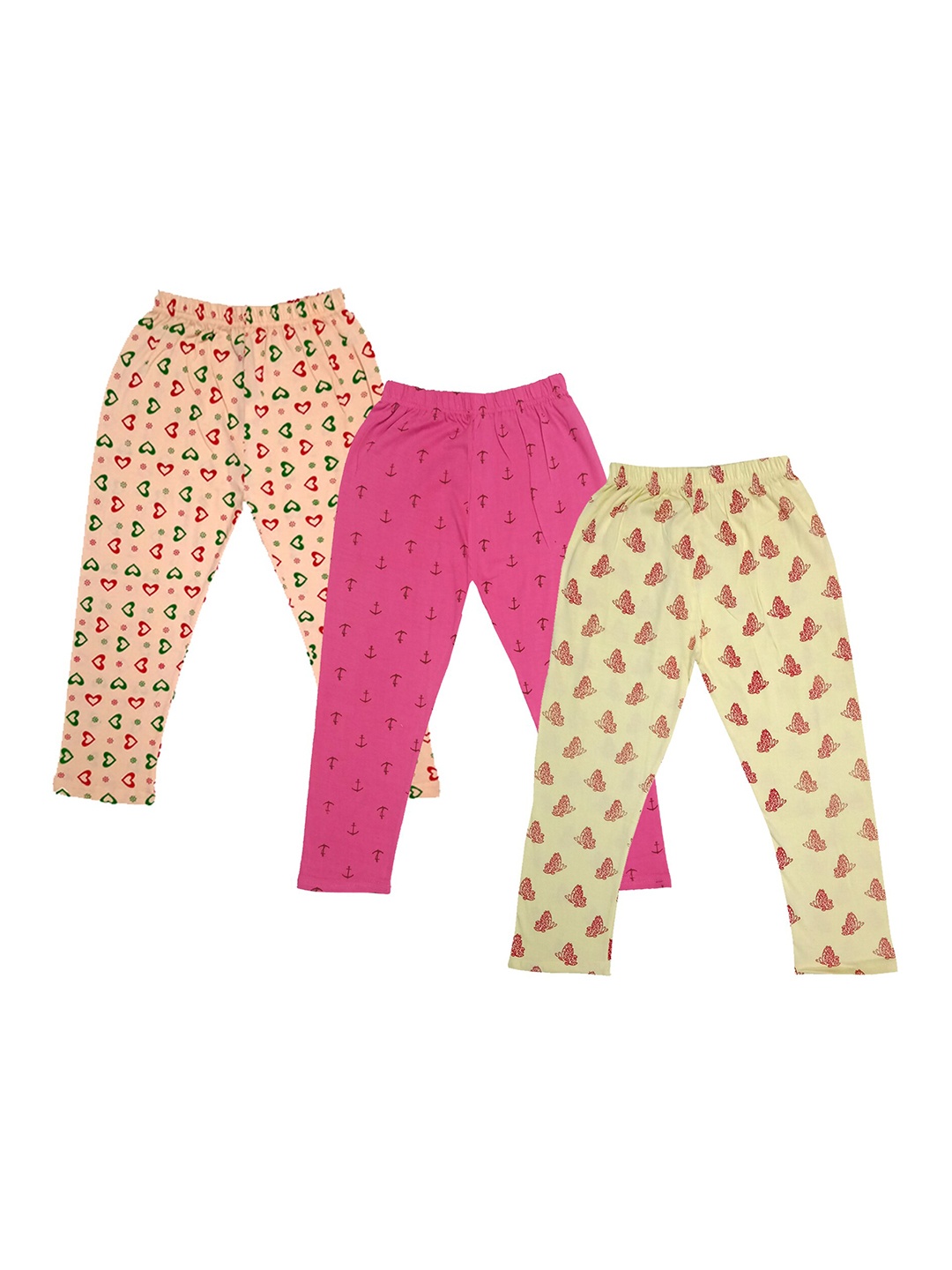 

IndiWeaves Girls Pack Of 3 Conversational Printed Cotton Capris, Peach