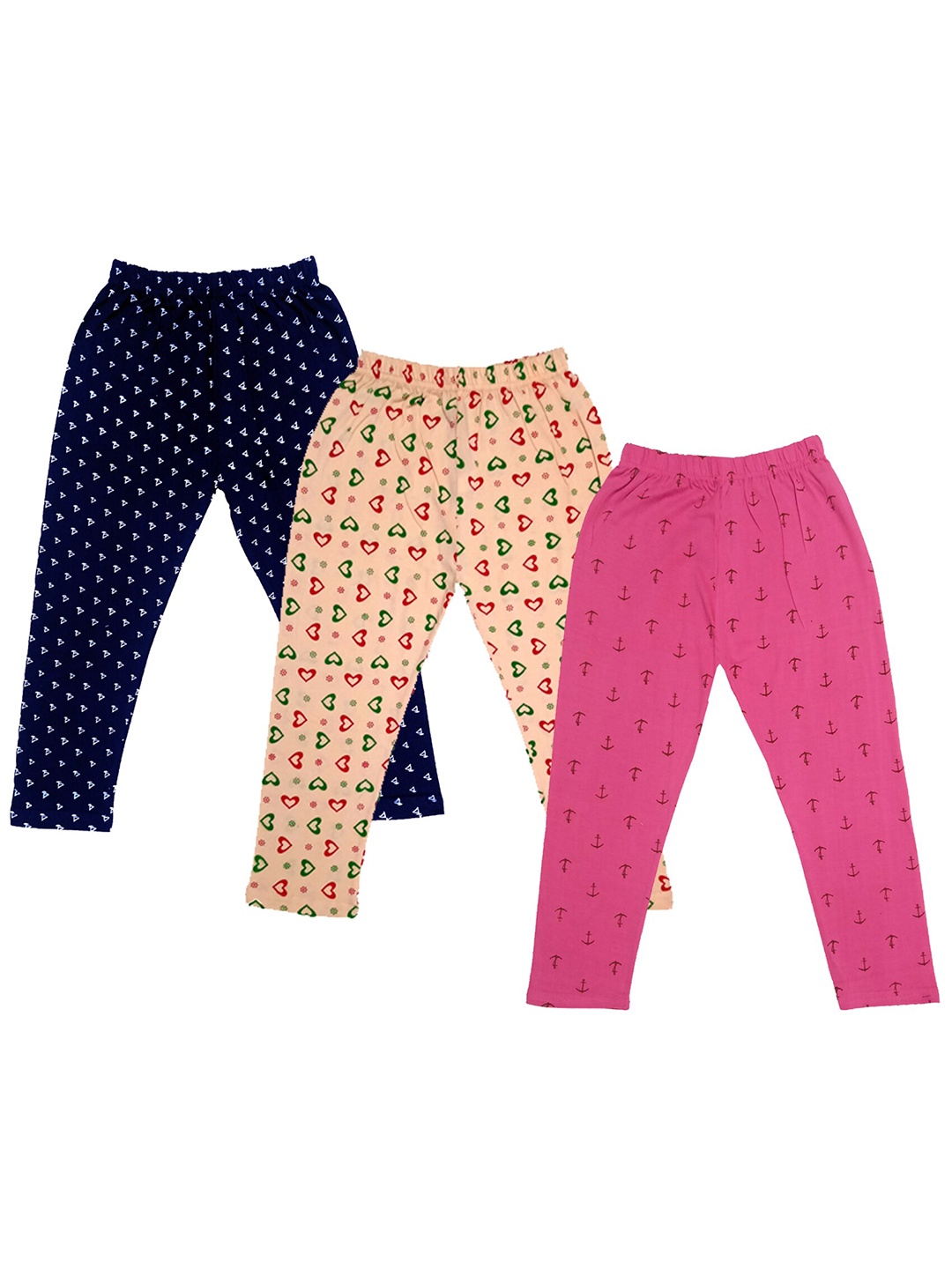 

IndiWeaves Girls Pack Of 3 Conversational Printed Pure Cotton Capris, Pink