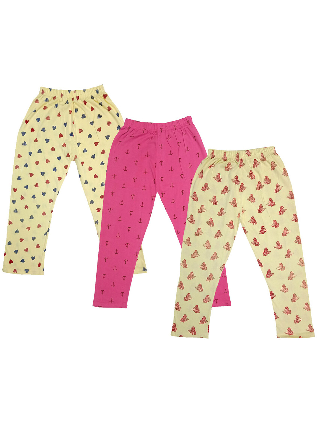 

IndiWeaves Girls Pack Of 3 Conversational Printed Pure Cotton Capris, Pink
