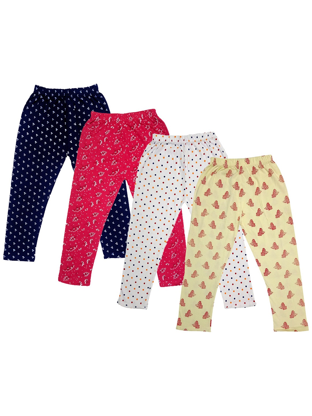 

IndiWeaves Girls Pack Of 4 Printed Pure Cotton Capris, White