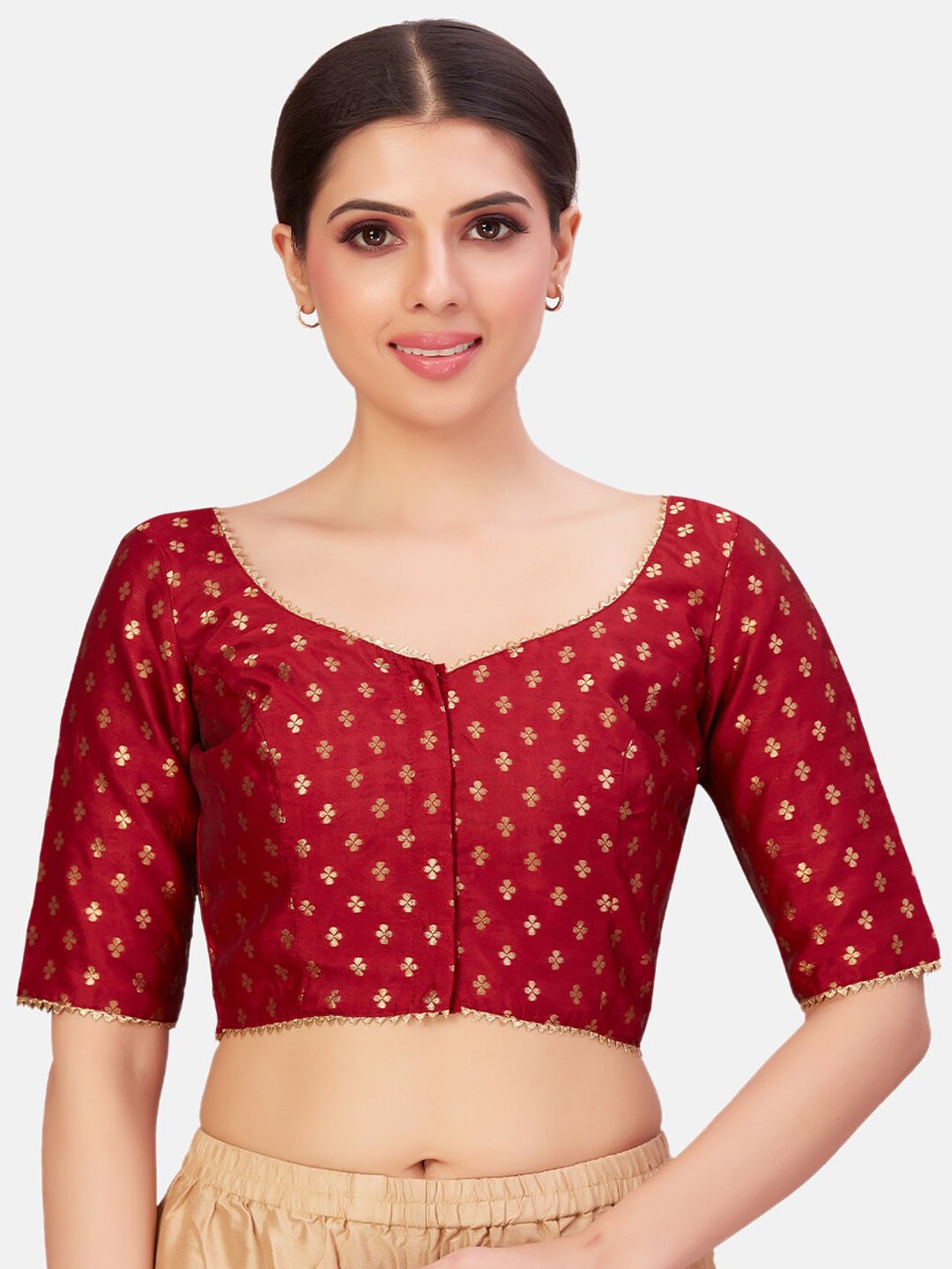 

Studio Shringaar Printed Saree Blouse, Maroon