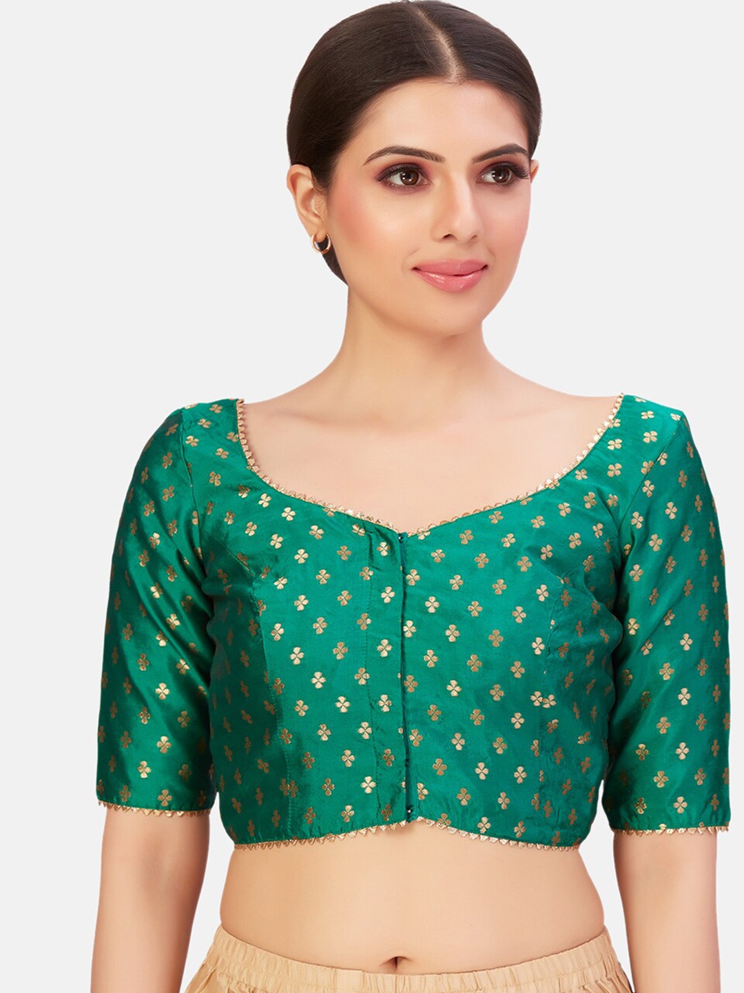 

Studio Shringaar Woven Design Saree Blouse, Green