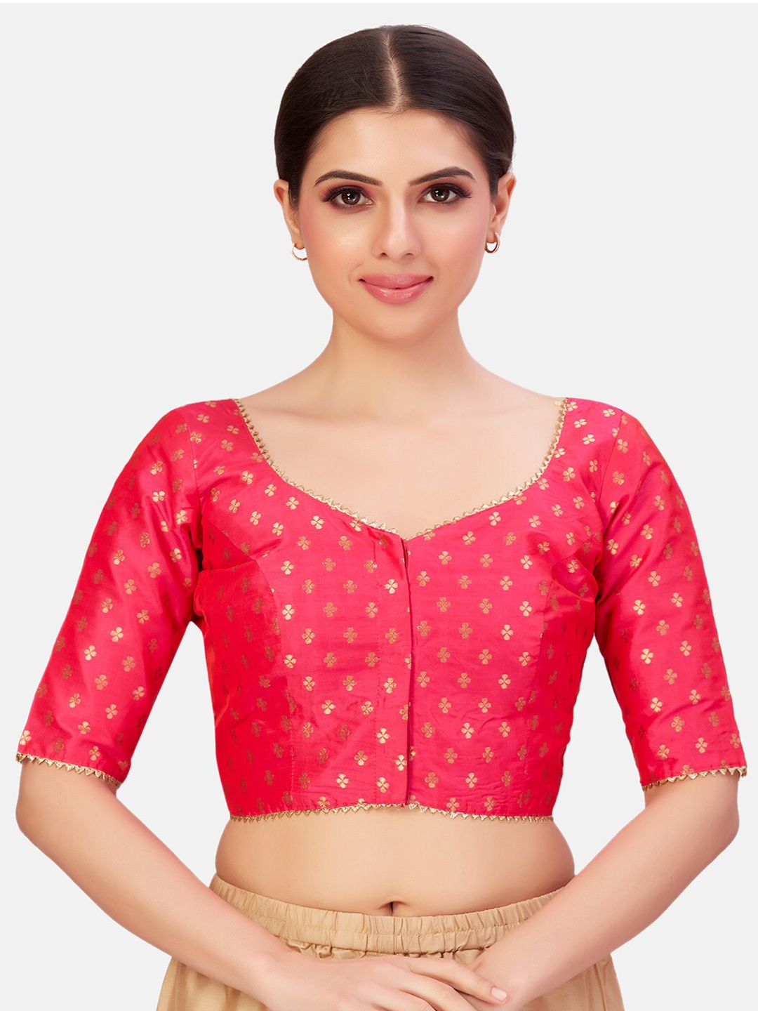 

Studio Shringaar Printed Saree Blouse, Pink