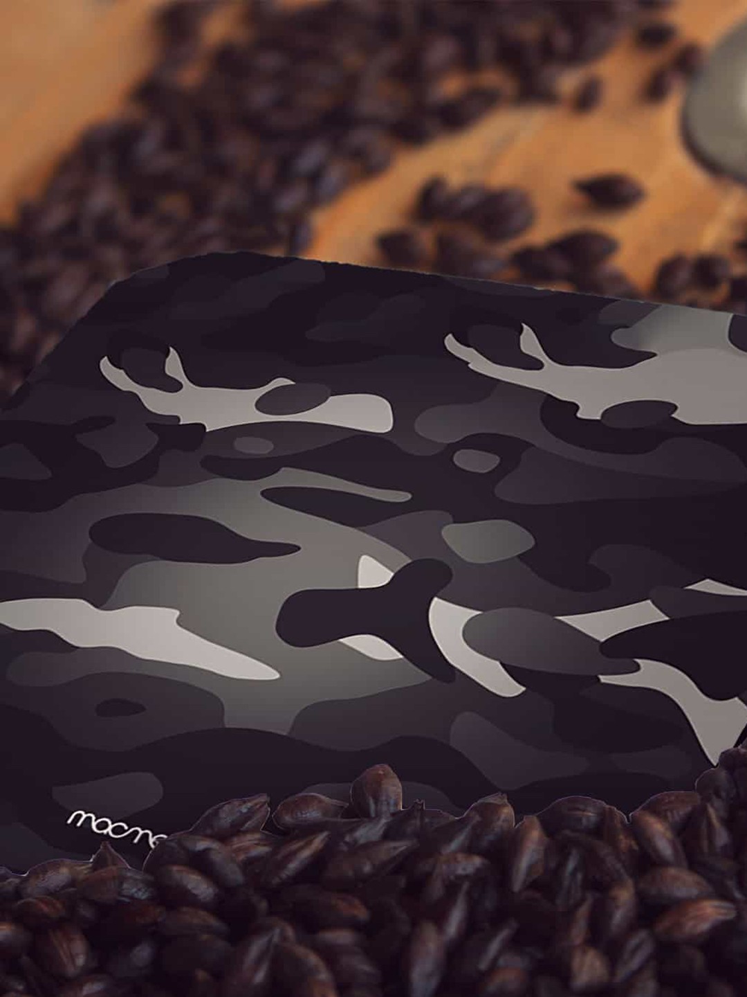 

macmerise Black & Grey Camo Gunmetal Design Square MDF Wooden Coaster