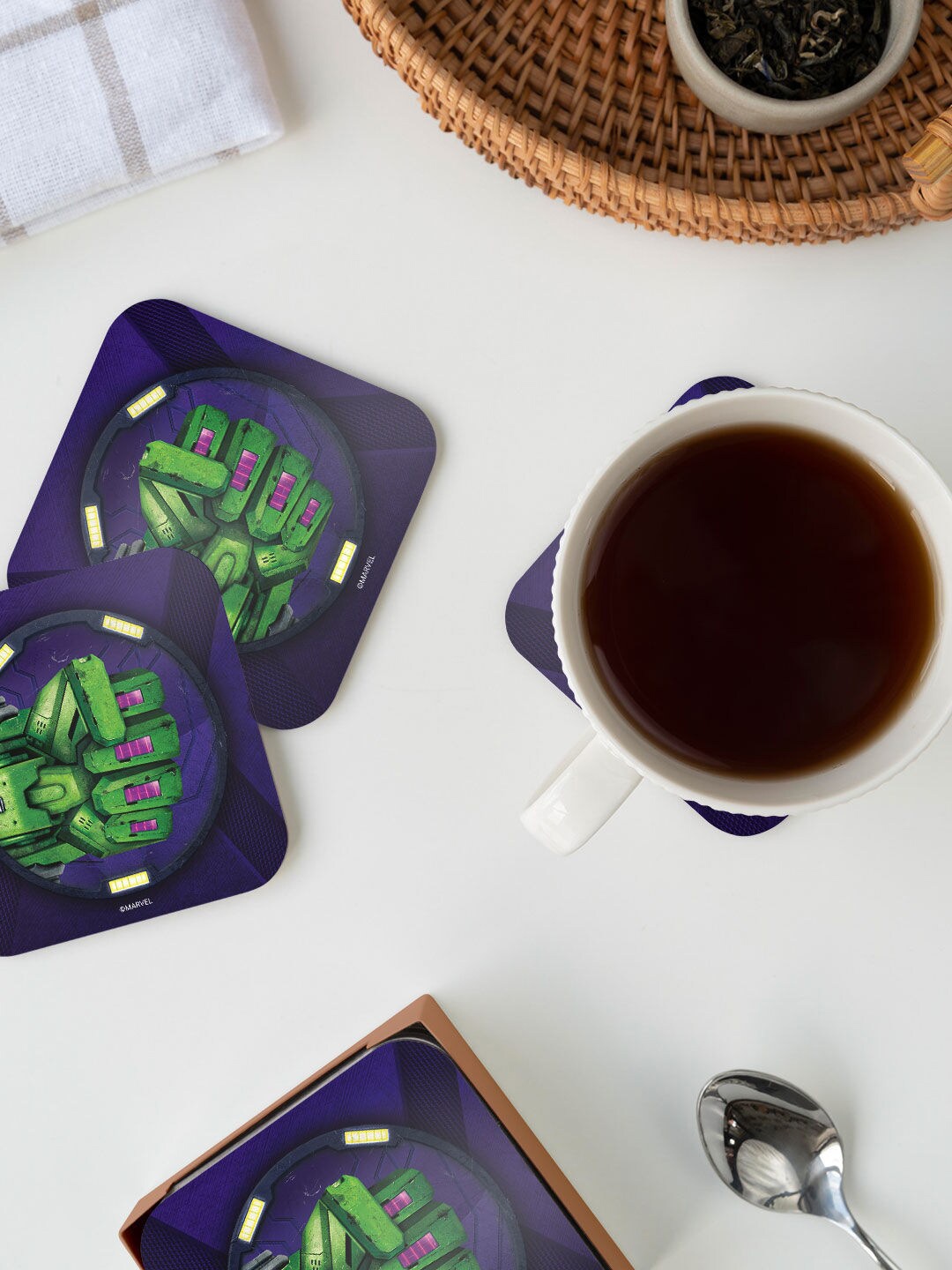 

macmerise Blue & Green Hulk Armor Badge Design Square MDF Wooden Coaster