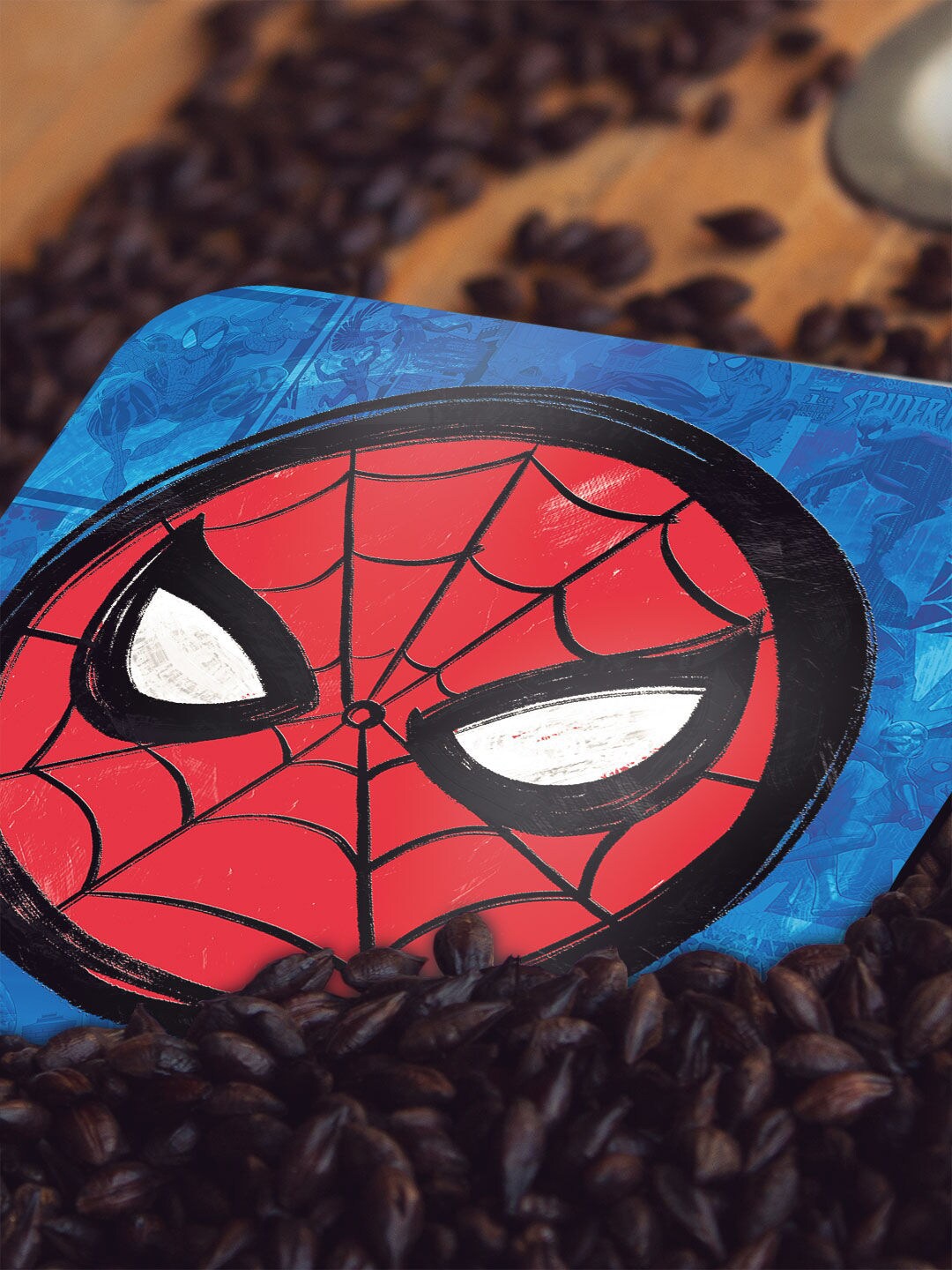 

macmerise Blue & Red Spidey Tingling Eyes Design Square MDF Wooden Coaster