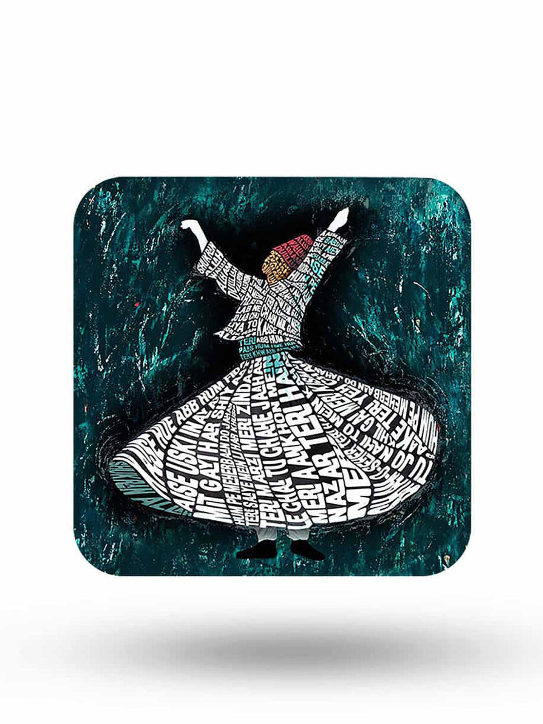 

macmerise Teal Green & White SM Shukran Allah Design Square MDF Wooden Coaster