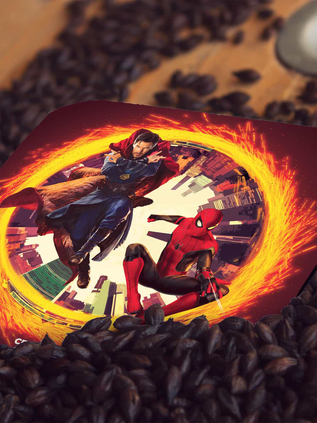 

macmerise Red & Yellow Mystic Arts Spidey Design Square MDF Wooden Coaster