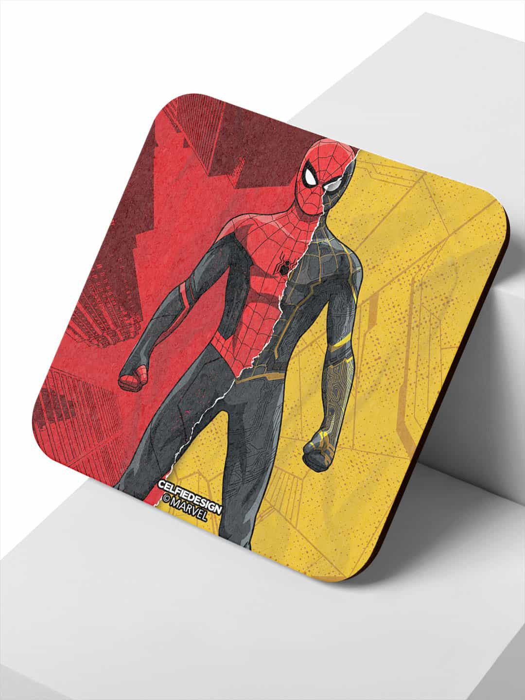 

macmerise Red & Yellow Peter Design Square MDF Wooden Coaster