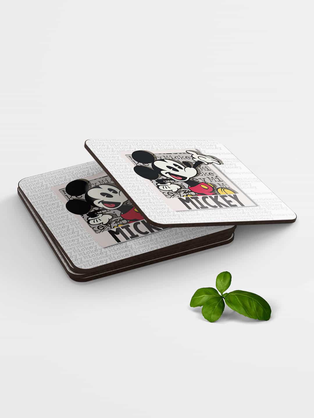 

macmerise White & Black Hello Mr Mickey Design Square MDF Wooden Coaster