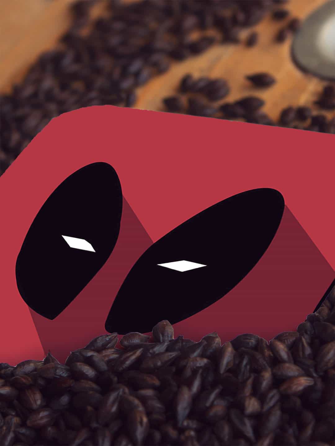 

macmerise Red & Black Minimalistic Deadpool Design MDF Wooden Square Coaster