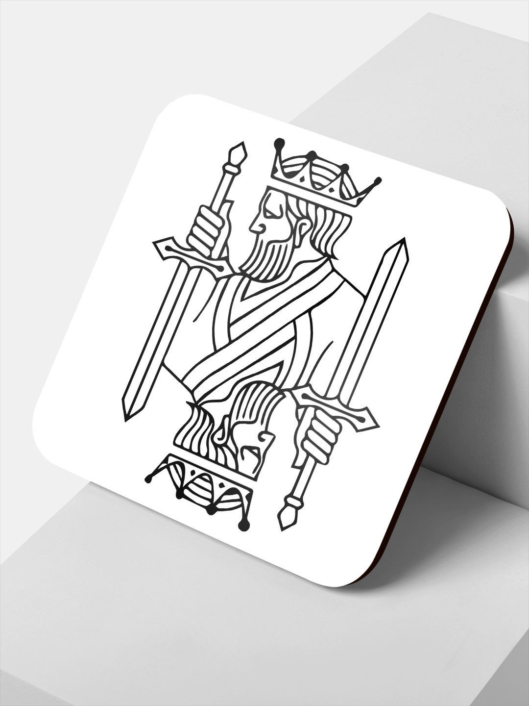 

macmerise White & Black Valentine King Design Square MDF Wooden Coaster