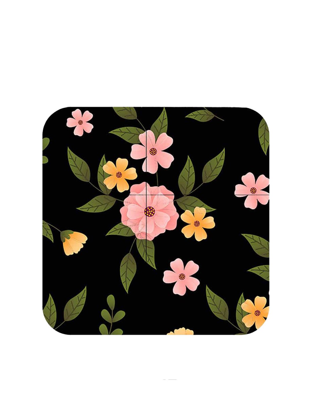 

macmerise Black & Green SK Periwinkle Design Square MDF Wooden Coaster