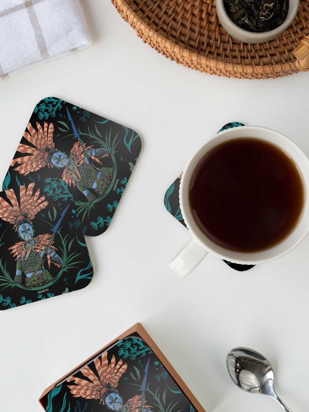 

macmerise Black & Green Wakanda Forever Namora Design Square MDF Wooden Coaster