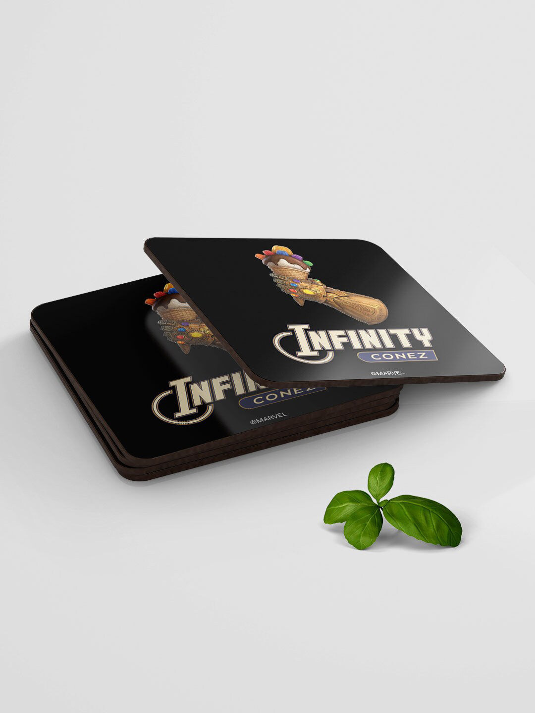 

macmerise Black & Brown Infinity Conez Design Printed MDF Wooden Square Coaster