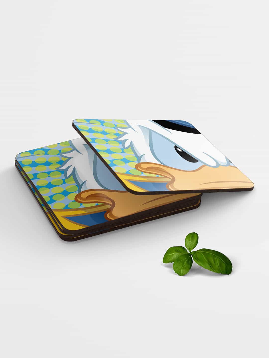 

macmerise White & Green Zoom Up Donald Design Printed MDF Wooden Square Coaster