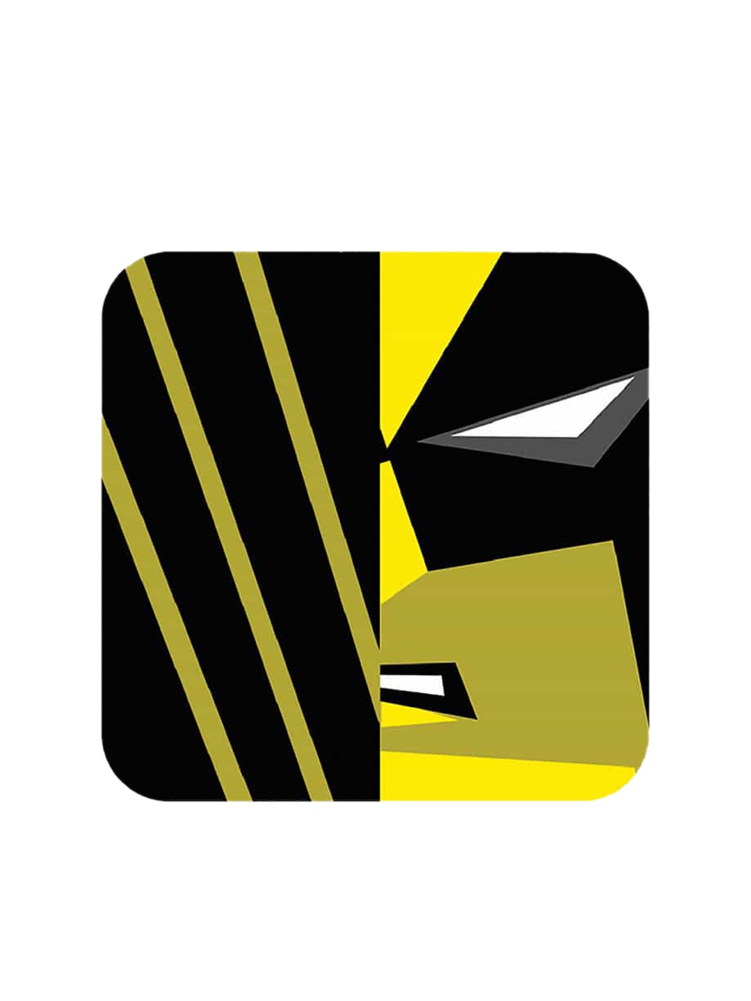 

macmerise Black & Yellow Face Focus Wolverine Design Square MDF Wooden Coaster