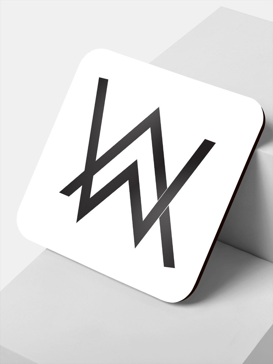 

macmerise White & Black Alan Walker Design Printed MDF Wooden Square Coaster