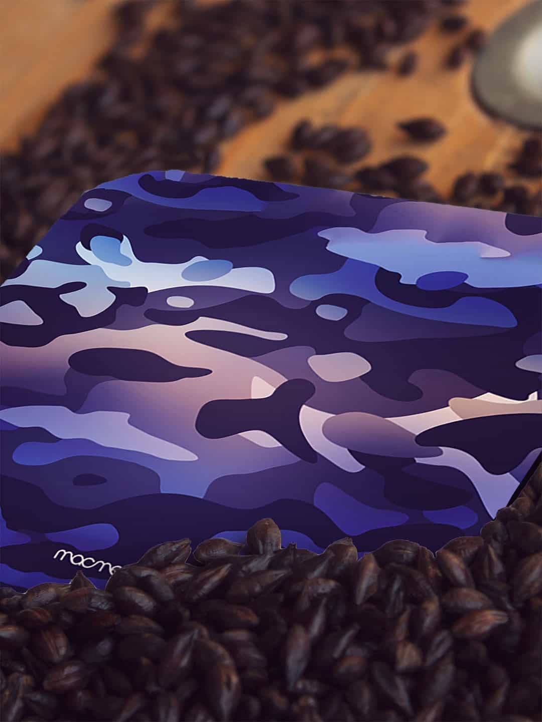 

macmerise Dark Blue Camo Cyber Grape Design Square MDF Wooden Coaster