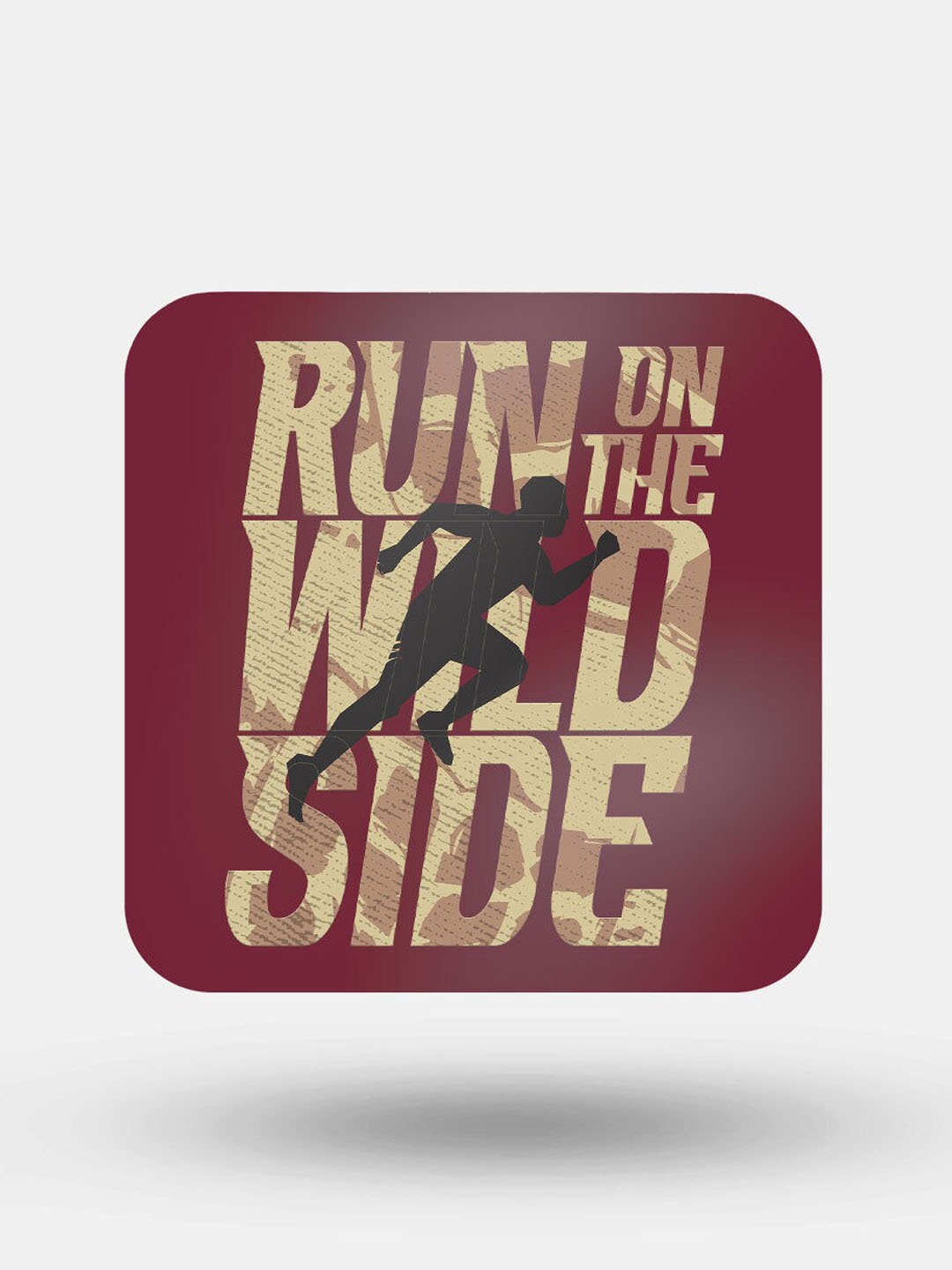 

macmerise Maroon & Beige Wild Side Design Square MDF Wooden Coaster