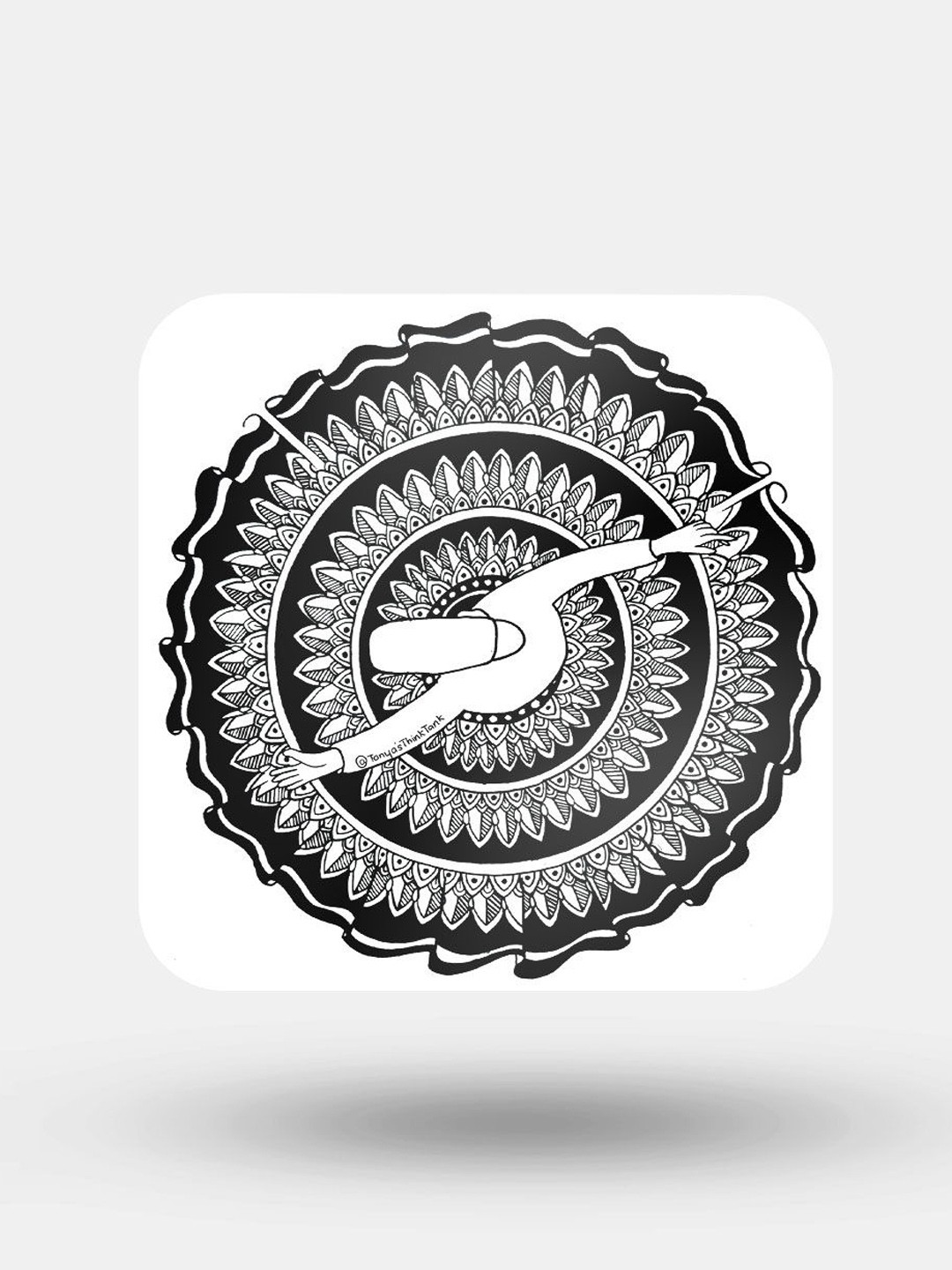 

macmerise White & Black Dervish Design Printed MDF Wooden Square Coaster