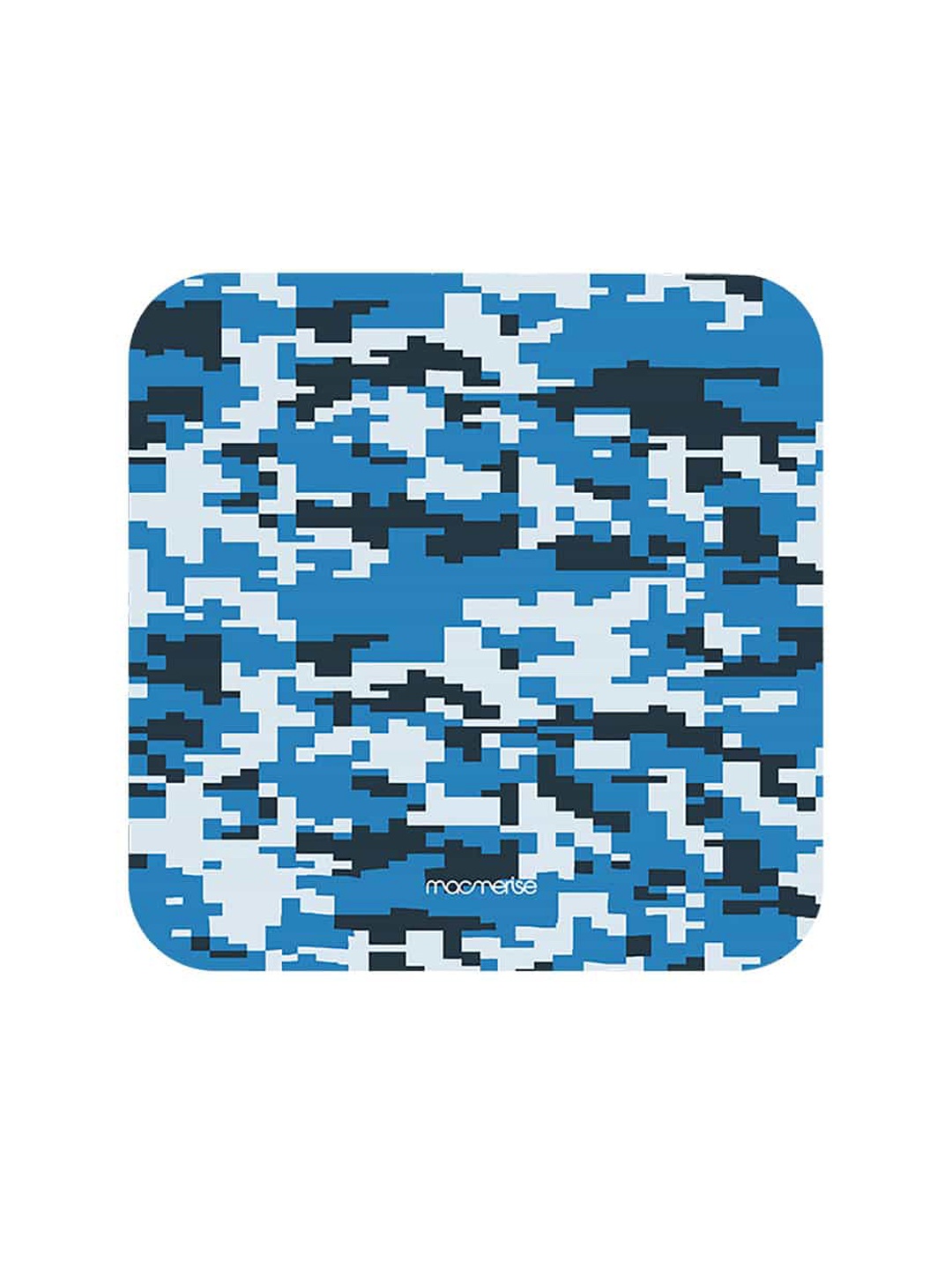 

macmerise Blue Camo Pixel Cerulean Design Square MDF Wooden Coaster