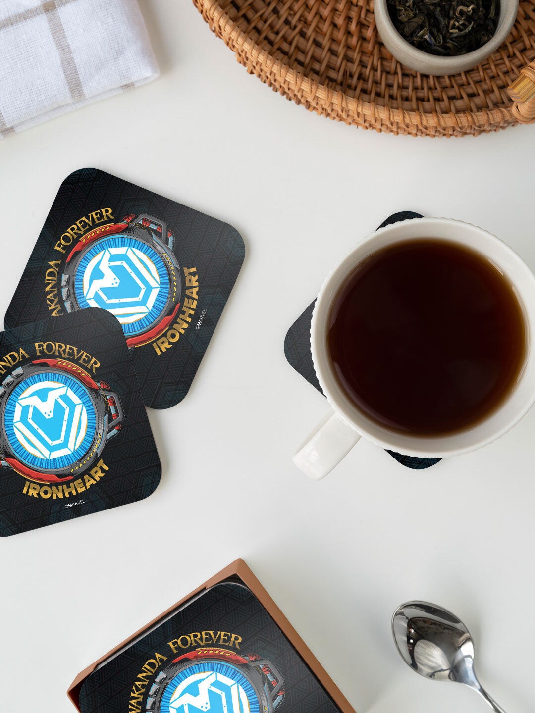 

macmerise Black & Blue Wakanda Forever Power Design Printed MDF Wooden Square Coaster