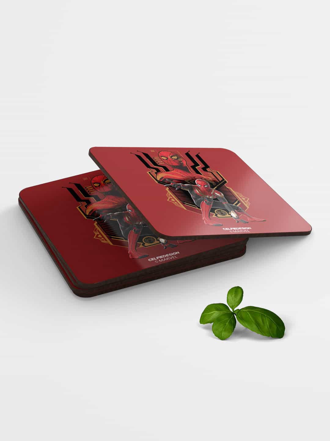 

macmerise Red & Black Spidey Strikes Design Printed MDF Wooden Square Coaster