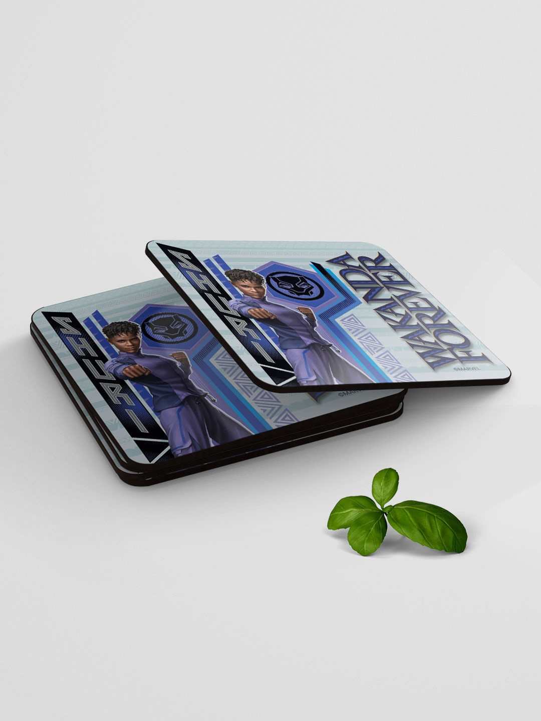 

macmerise Grey & Purple Wakanda Forever Shuri Pose Design MDF Wooden Square Coaster