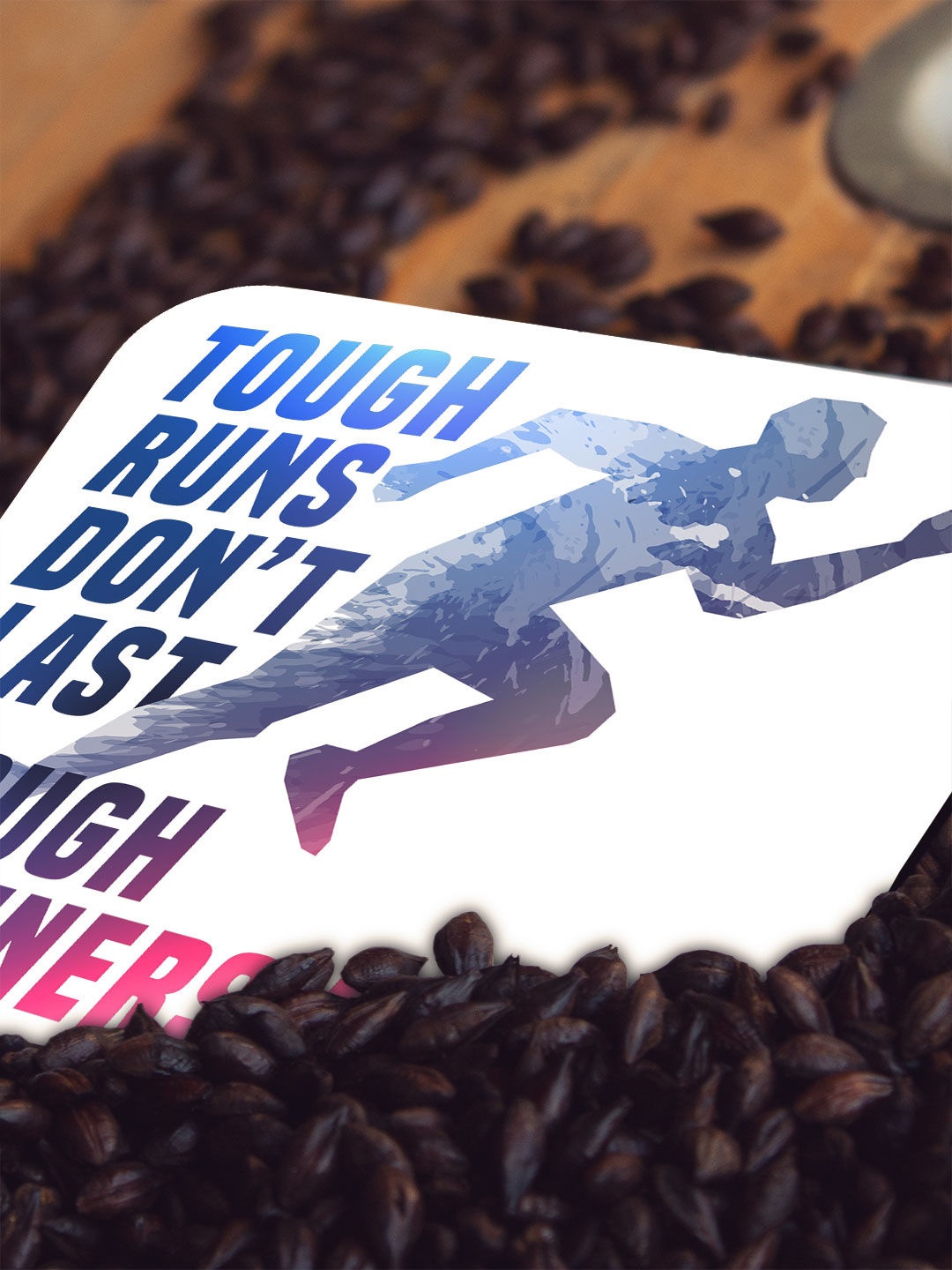 

macmerise White & Blue Tough Runners Design Printed MDF Wooden Square Coaster