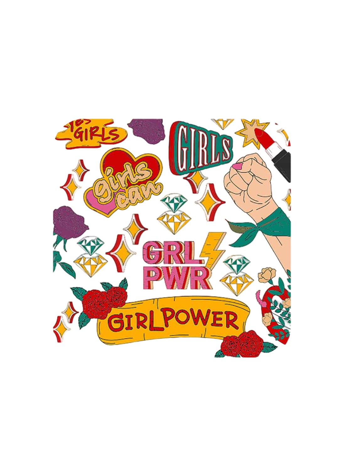

macmerise White & Pink Jim SK Girl Power Design MDF Wooden Coaster