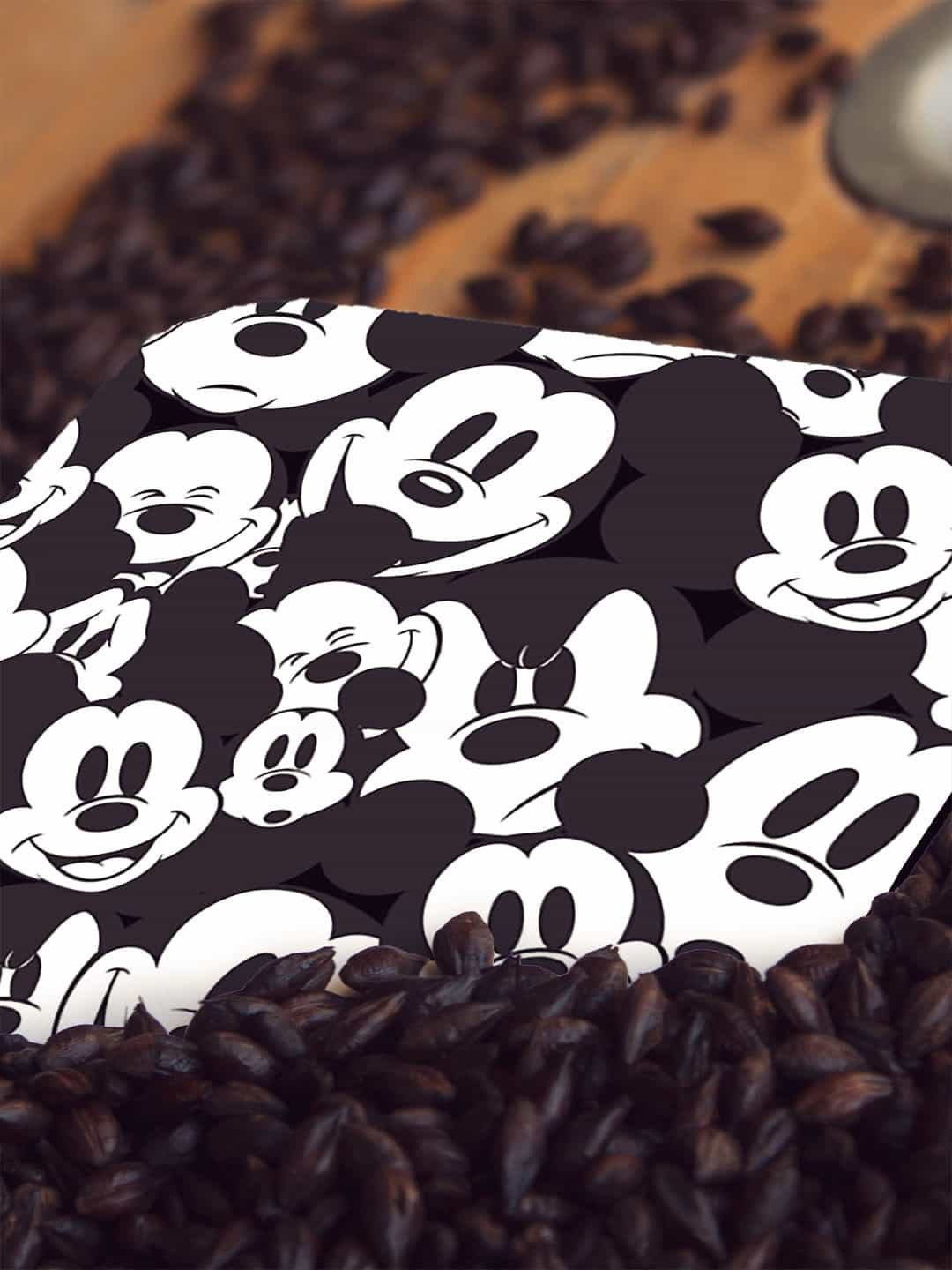 

macmerise Black & White Mickey Smileys Design Square MDF Wooden Coaster