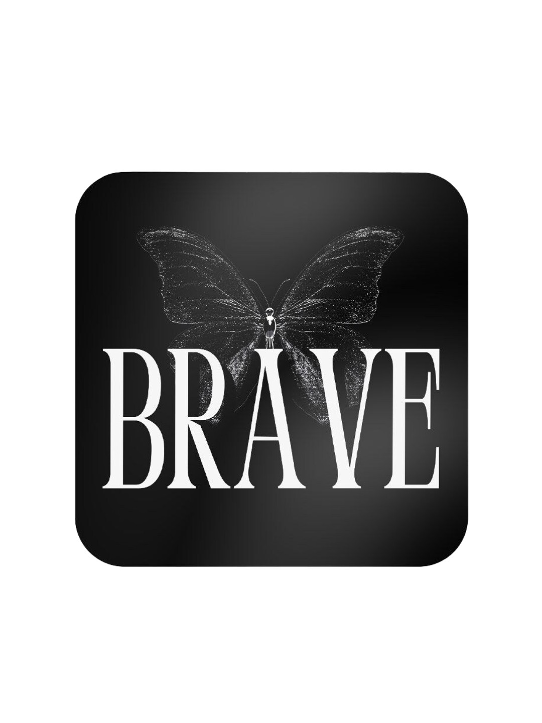 

macmerise Black & White Brave Design Square MDF Wooden Coaster