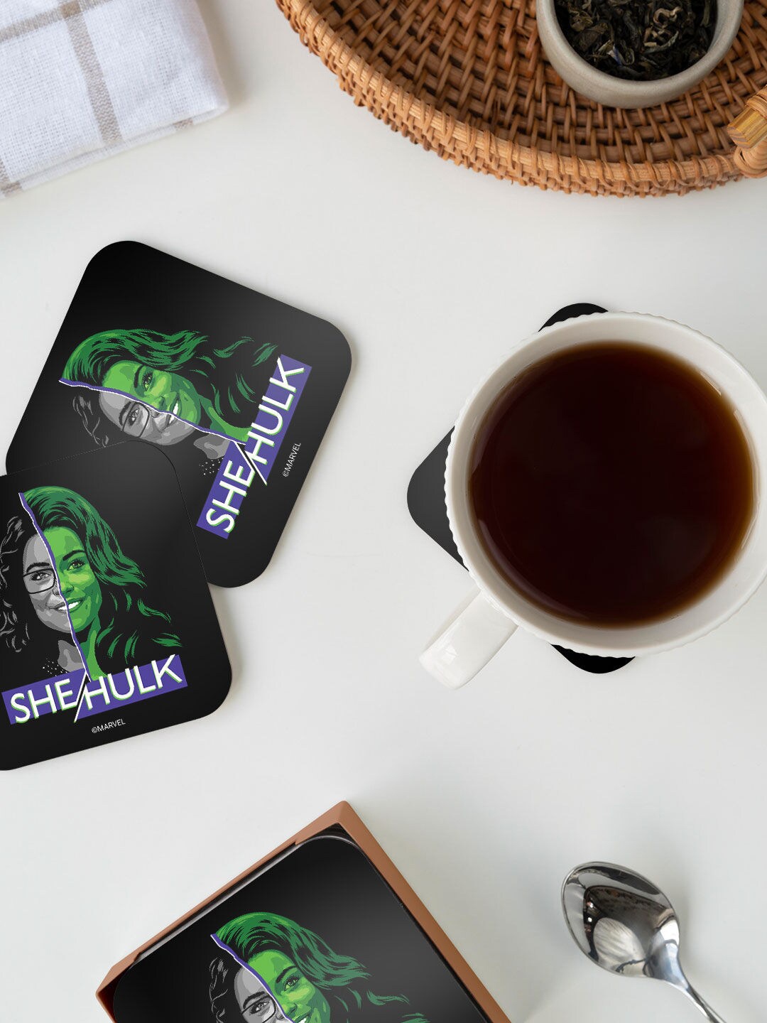 

macmerise Black She Hulk Reveal Design Square MDF Wooden Coaster