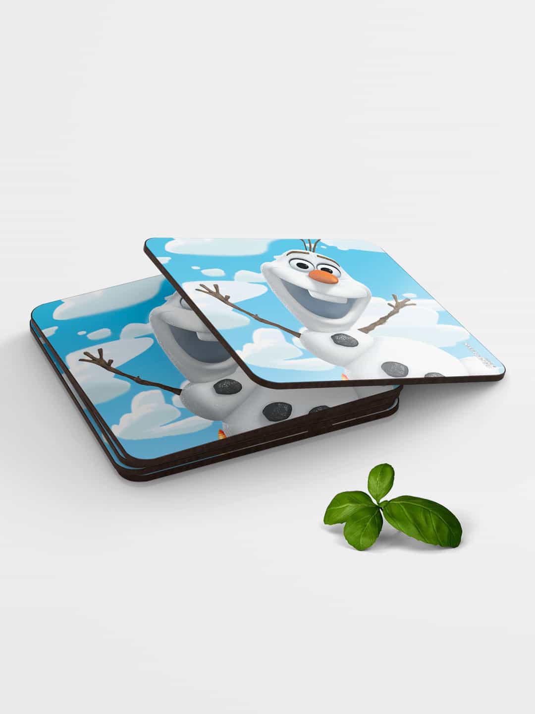 

macmerise Blue & White Oh Olaf Design Square MDF Wooden Coaster