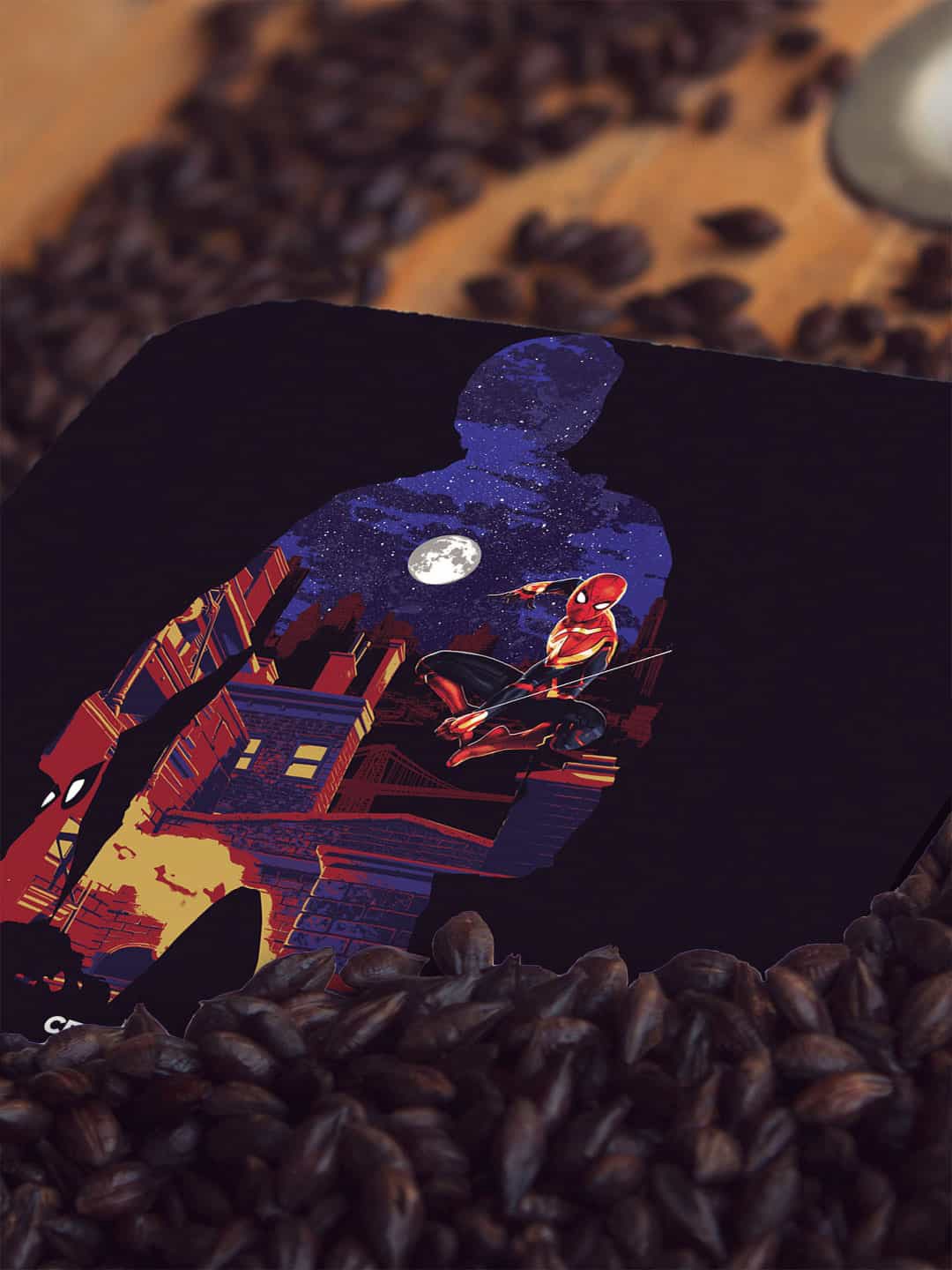 

macmerise Black & Blue Spidey Town Design Square MDF Wooden Coaster