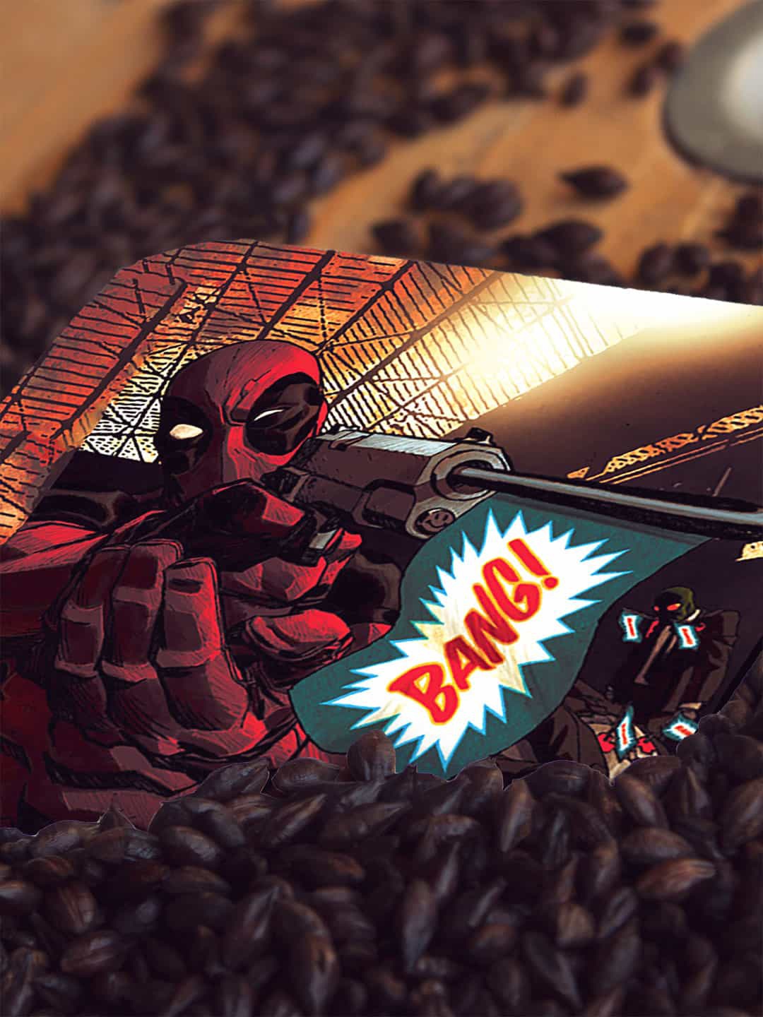 

macmerise Red & Black Deadpool Takes Aim Design Square MDF Wooden Coaster