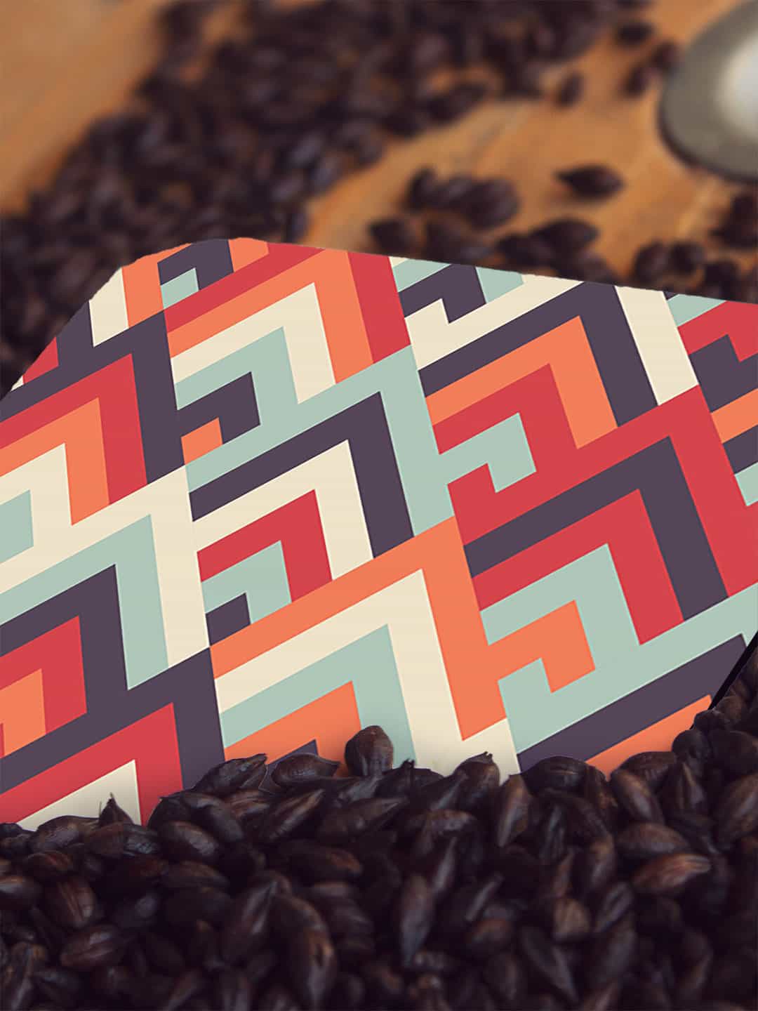 

macmerise Red & Light Blue Symmetric Chevron Design Square MDF Wooden Coaster