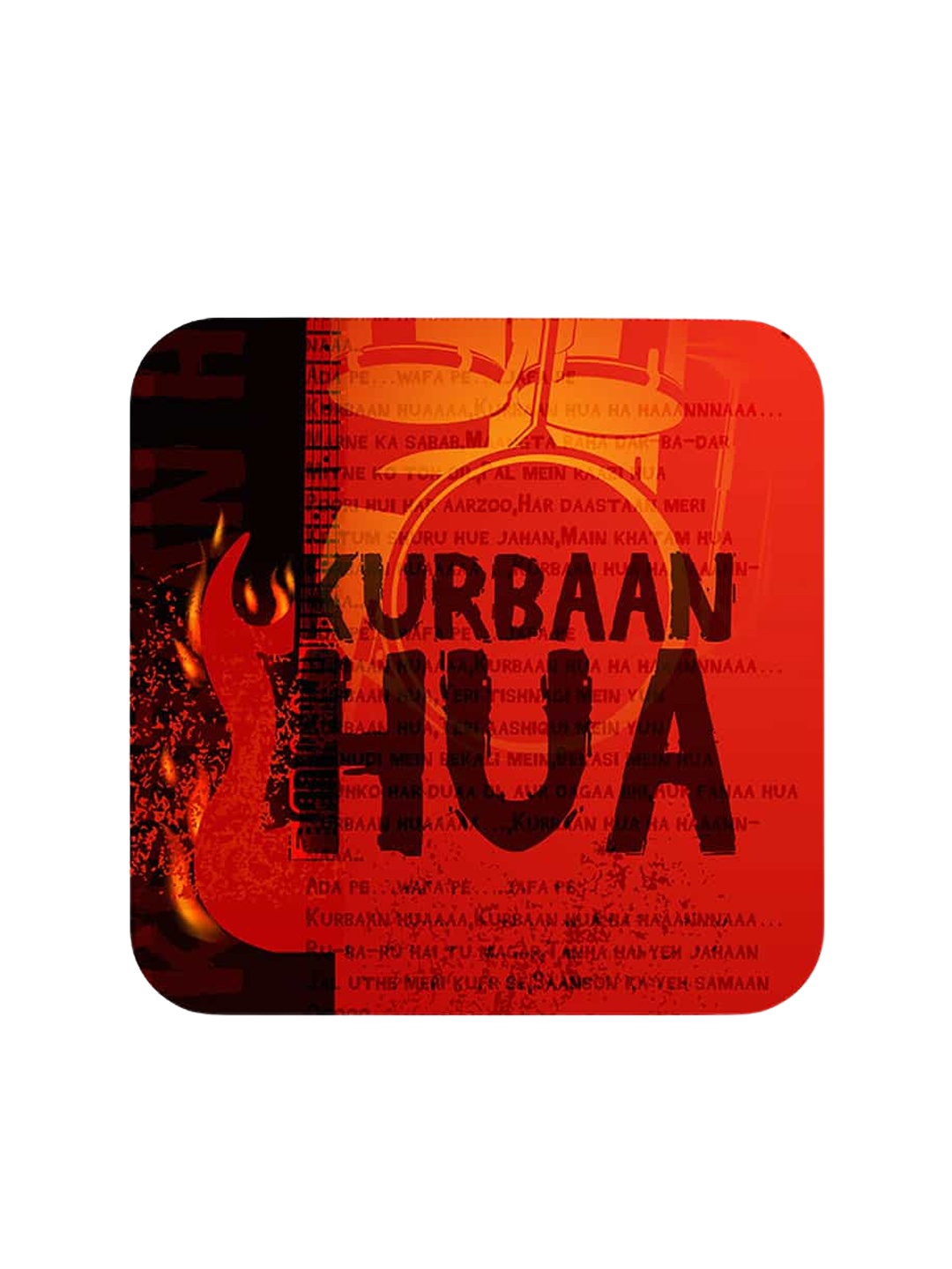 

macmerise Red & Black SM Kurbaan Hua Design Square MDF Wooden Coaster