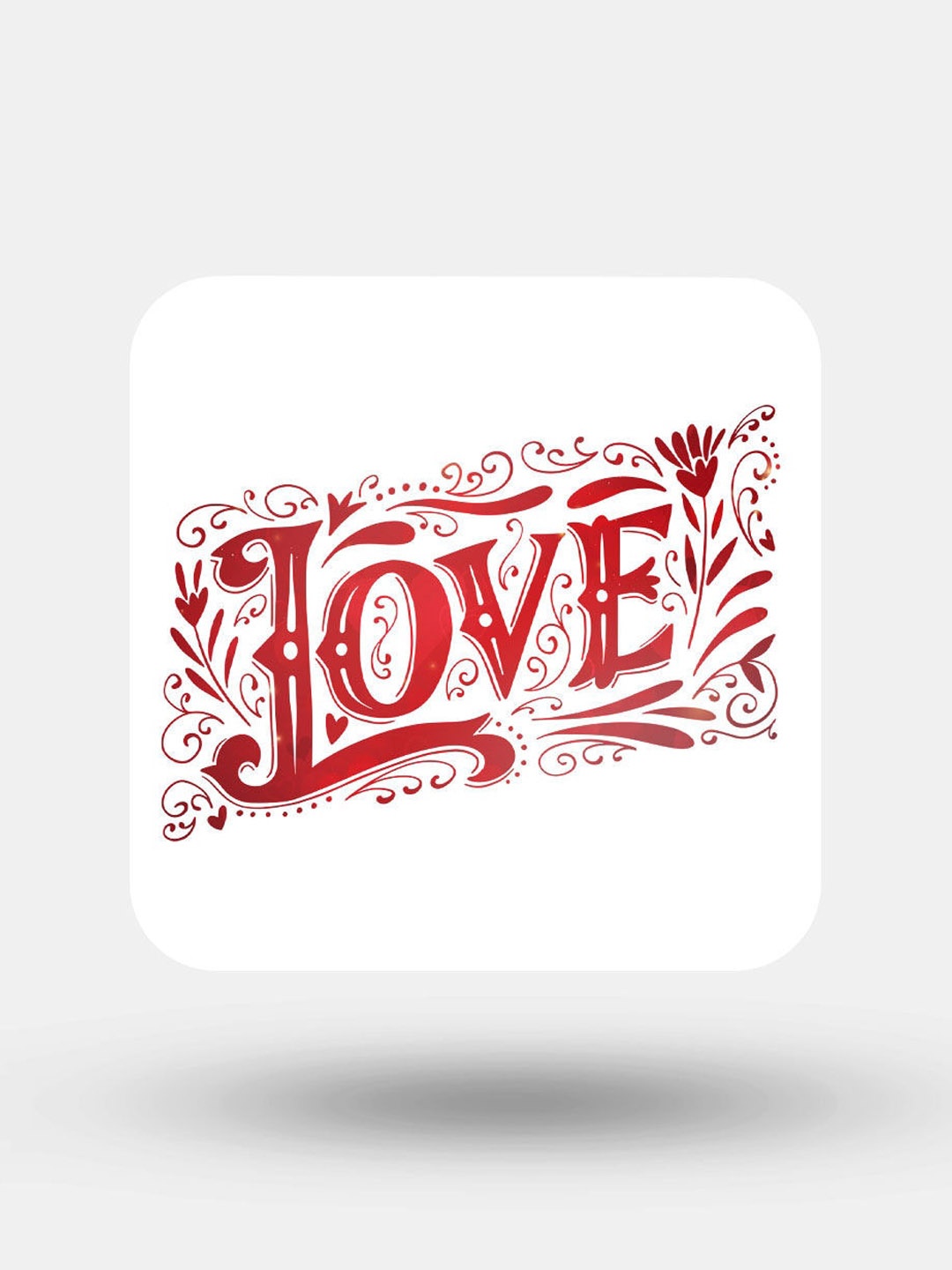 

macmerise White & Red Valentine Love Design Square MDF Wooden Coaster