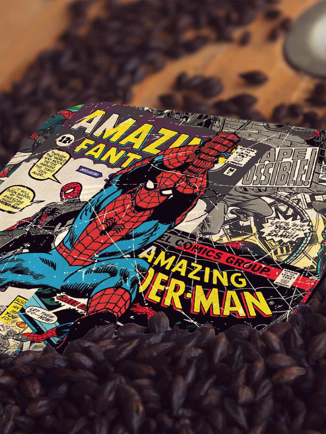

macmerise Black & Red Comic Spidey Design Square MDF Wooden Coaster